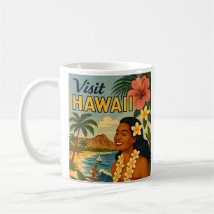 Mid Century Visit Hawaii Tourism Art Coffee Mug