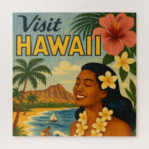 Mid Century Visit Hawaii Tourism Art Jigsaw Puzzle