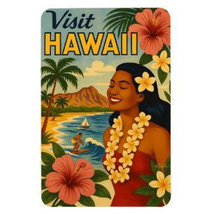Mid Century Visit Hawaii Tourism Art Magnet
