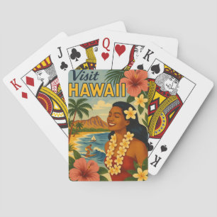 Mid Century Visit Hawaii Tourism Art Playing Cards