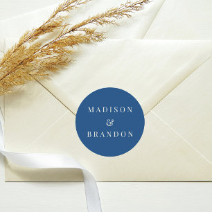 Mid-Century Wedding Flowers   Blue Classic Round Sticker