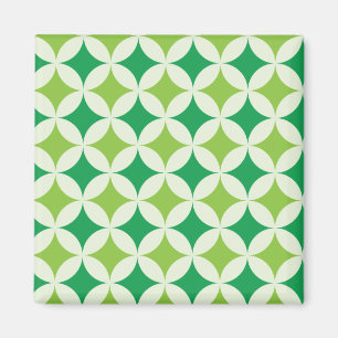 Mid Century White and Green Circles on Starbursts Magnet