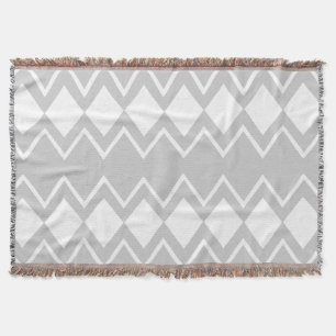 Mid-Century White and Grey Ovals and Circles Throw Blanket