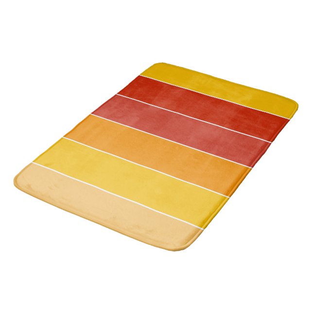 Mid Century Yellow and Orange Stripes  Bath Mat (Angled)