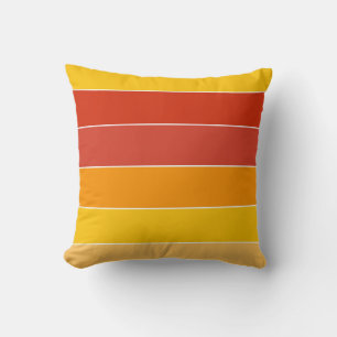 Mid Century Yellow and Orange Stripes Cushion
