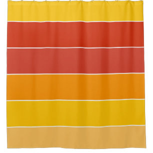 Mid Century Yellow and Orange Stripes Shower Curtain