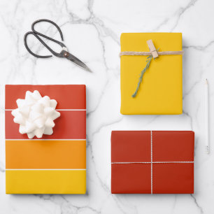 Mid Century Yellow and Orange Stripes Wrapping Paper Sheet