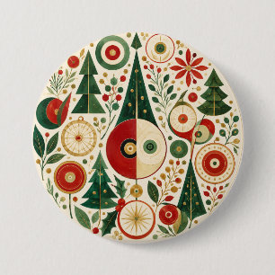 Mid-Century Yuletide Mosaic 7.5 Cm Round Badge