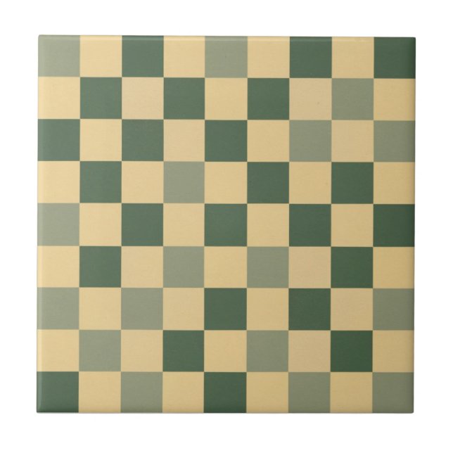 Mid Geometric pattern decor green yellow small Tile (Front)