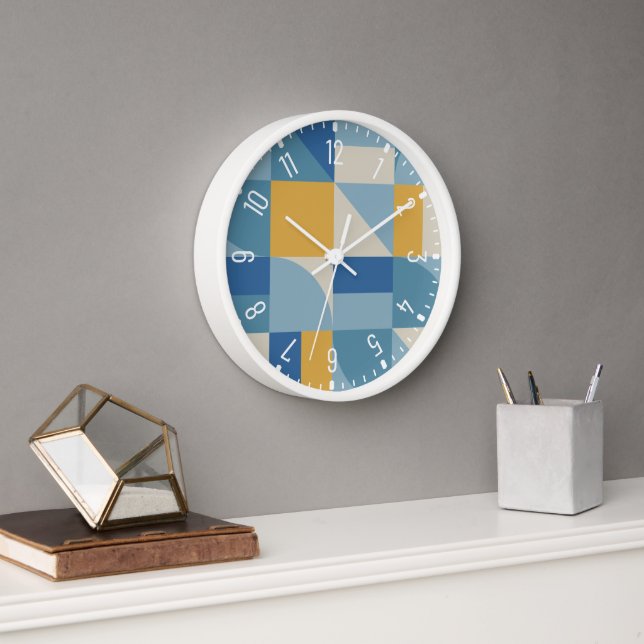 Mid geometry abstract shapes Pattern Clock (Office)