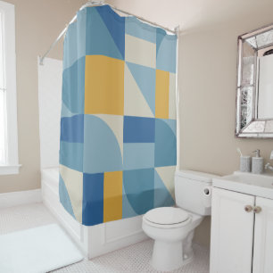 Mid geometry abstract shapes Pattern Shower Curtain