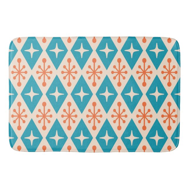 Mid Mod Atomic Age Abstract Pattern Bath Mat (Front)