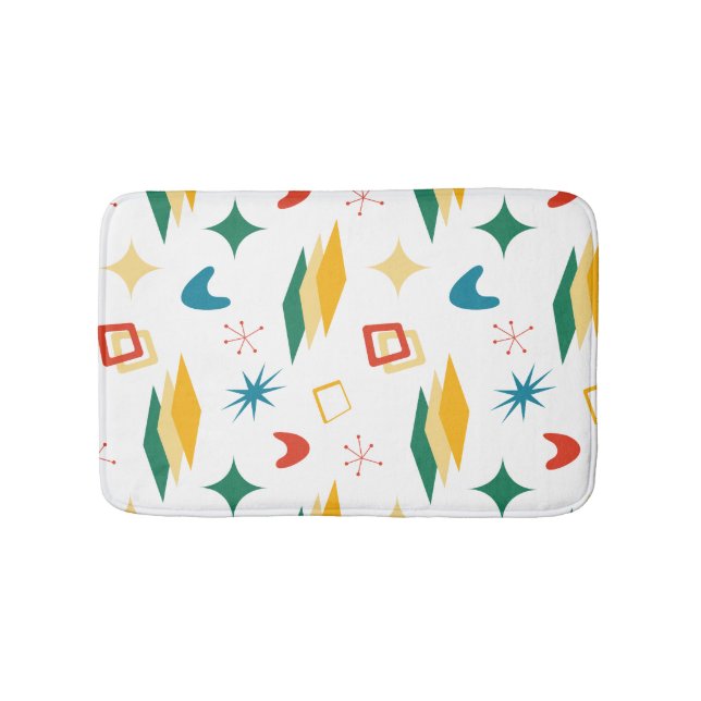 Mid Mod Atomic Mid-Century Modern Shapes Retro Bath Mat (Front)