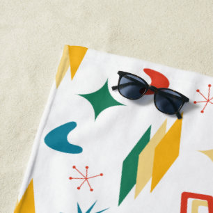 Mid Mod Atomic Mid-Century Modern Shapes Retro Beach Towel