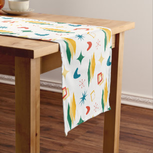 Mid Mod Atomic Mid-Century Modern Shapes Retro Short Table Runner
