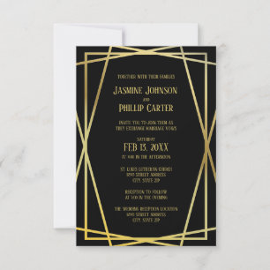 Mid Mod Black Design- 3x5 Wedding/Reception Invite