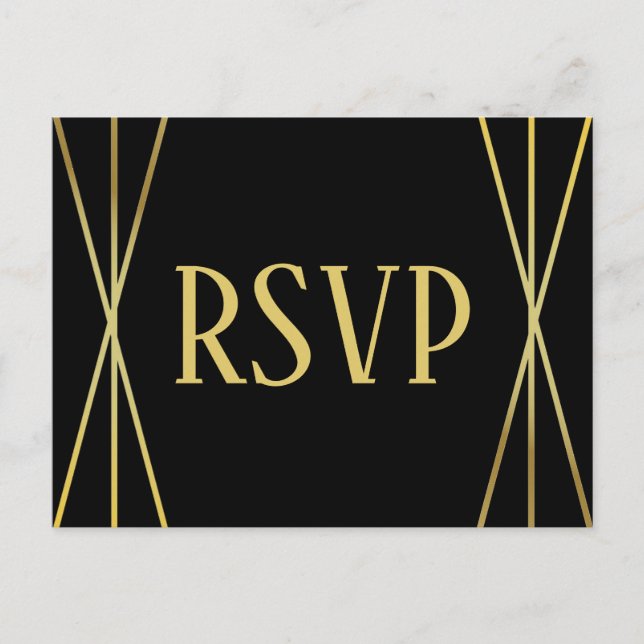 Mid Mod Black Design- RSVP/Dinner Choices Postcard (Front)