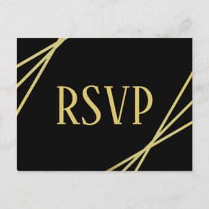 Mid Mod Black Design- RSVP/Dinner Choices Postcard