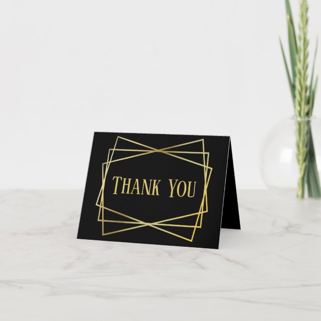 Mid Mod Black Design - Thank You Folded Card (Front)