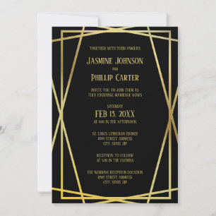 Mid Mod Black Design- Wedding/Reception Invitation