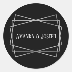 Mid Mod Black & Grey Design - Circle Sticker