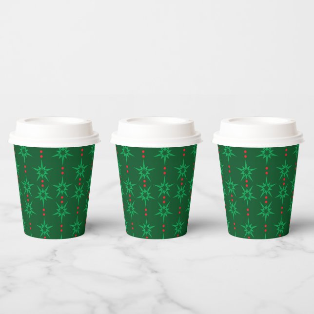 Mid Mod Garland Green Paper Cups (Multi)