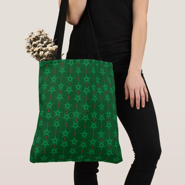 Mid Mod Garland Green Tote Bag (Close Up)