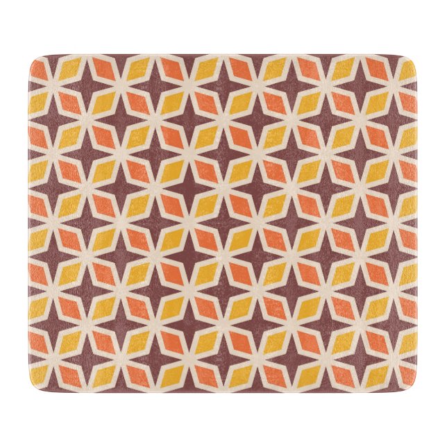 Mid Mod Geometric Star Pattern Cutting Board (Front)