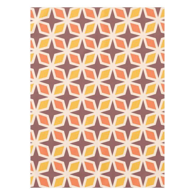Mid Mod Geometric Star Pattern Tablecloth (Front)