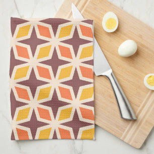 Mid Mod Geometric Star Pattern Tea Towel