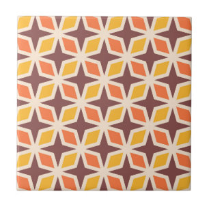 Mid Mod Geometric Star Pattern Tile
