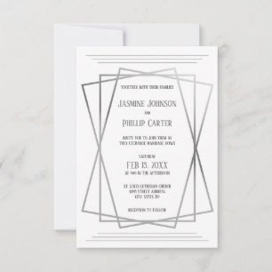 Mid Mod Grey Design - 3x5 Wedding Invitation