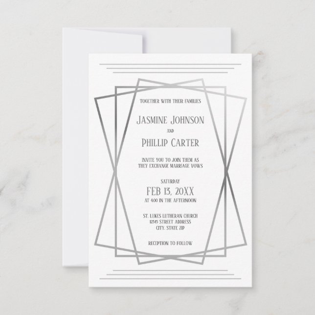 Mid Mod Grey Design - 3x5 Wedding Invitation (Front)