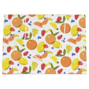 Mid Mod Grungy Risograph Farmers Market Fruit Large Gift Bag