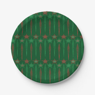 Mid Mod Icicles Green 7" Paper Plate