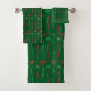 Mid Mod Icicles Green Bath Towel Set