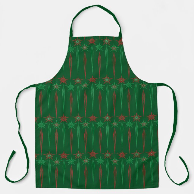 Mid Mod Icicles Green Large Apron (Front)