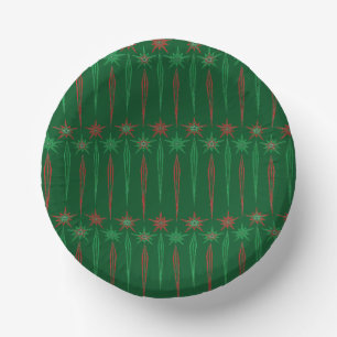 Mid Mod Icicles Green Paper Bowl Plate