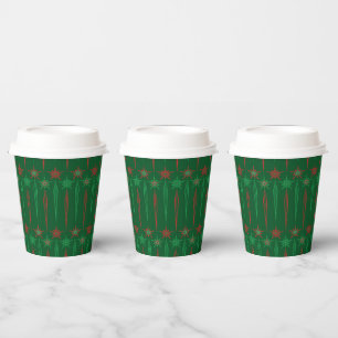 Mid Mod Icicles Green Paper Cups