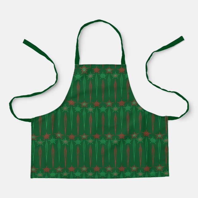 Mid Mod Icicles Green Small Apron (Front)