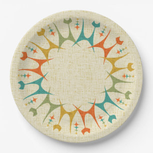 Mid Mod Meow on Tan ©studioxtine Paper Plate