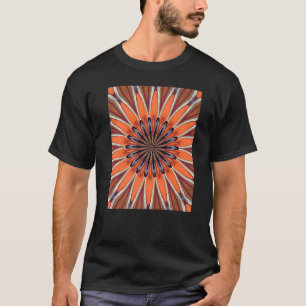 Mid Mod Orange Brown Floral Circle Pattern T-Shirt