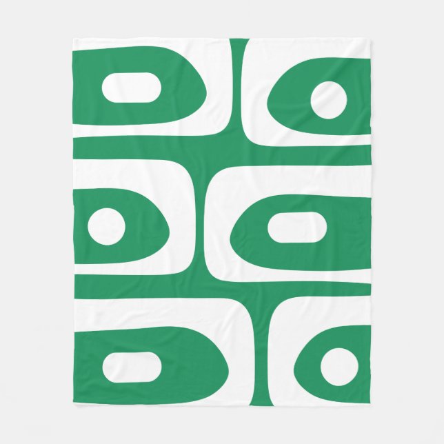 Mid Mod Piquet Pattern Kelly Green and White Fleece Blanket (Front)