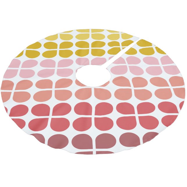 Mid Mod Shapes Geometric Shapes in Pink Yellow Brushed Polyester Tree Skirt (Angled)