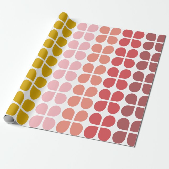 Mid Mod Shapes Geometric Shapes in Pink Yellow Wrapping Paper (Unrolled)