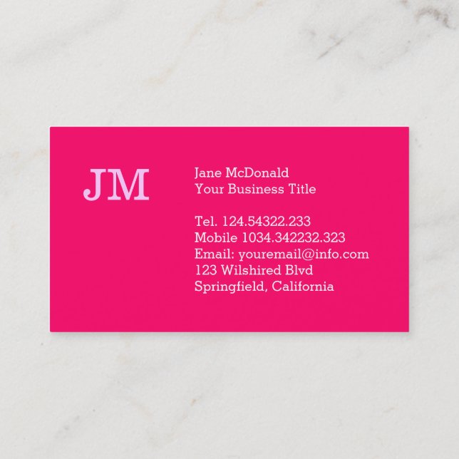 Mid Modern Century Pink Minimalist Business Card (Back)