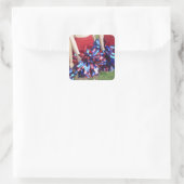 Mid Section View of Three Cheerleaders Square Sticker (Bag)