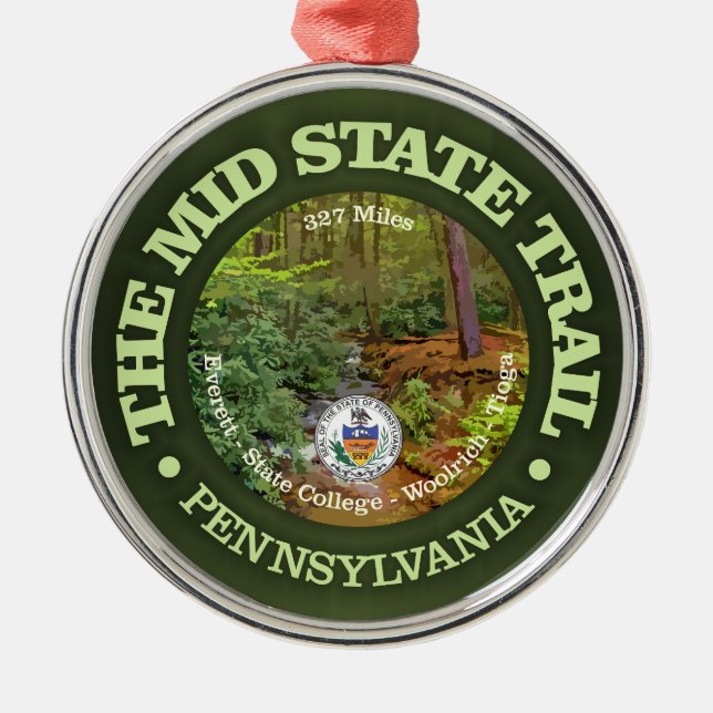 Mid State Trail (rd) Metal Tree Decoration (Front)