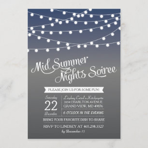 Mid Summer Night String Light Dinner Party Invite