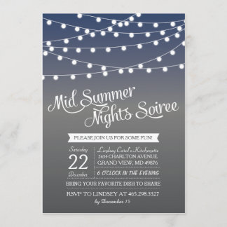 Mid Summer Night String Light Dinner Party Invite
